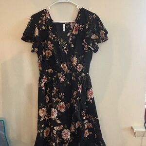 Floral Black Dress